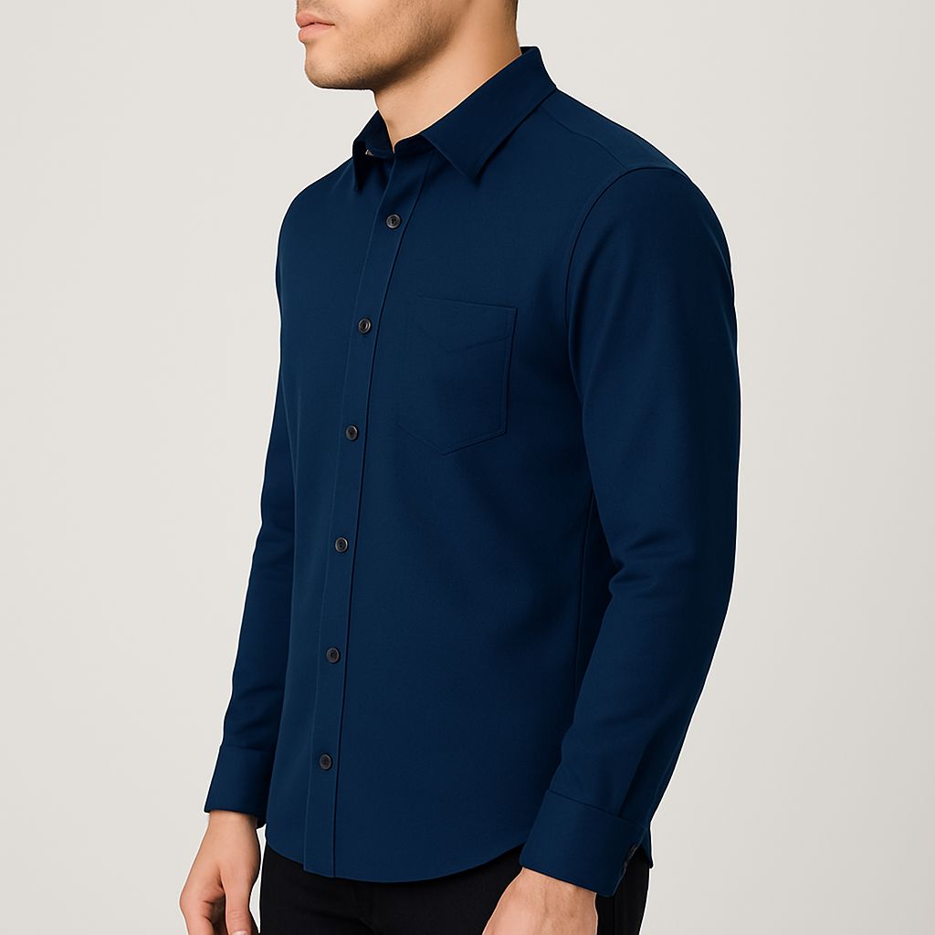 Navy Blue Shirt For Men's Classic Fit – Full Sleeve Premium Cotton - Navy Blue